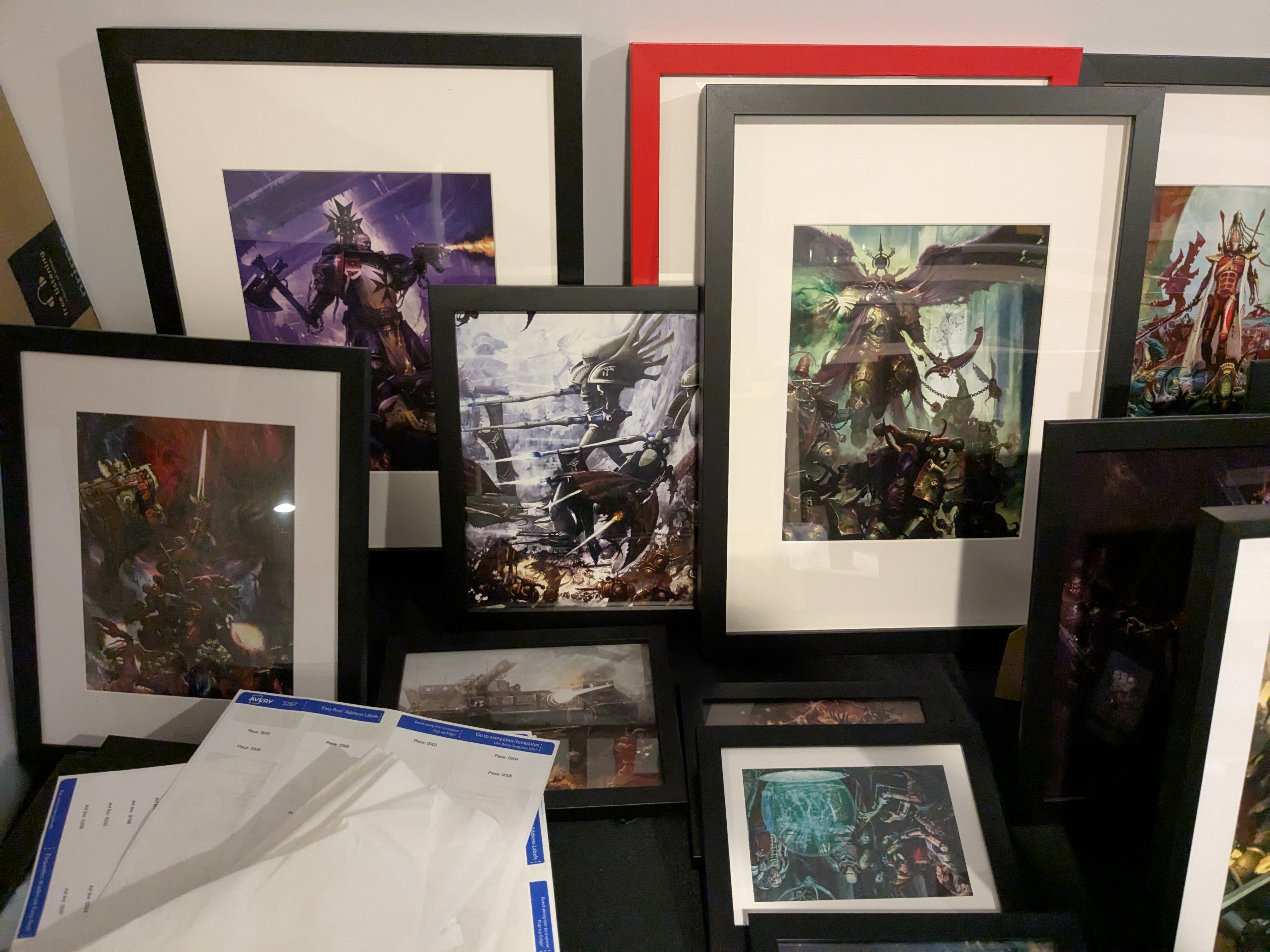 Shelves of rescued rulebooks and materials